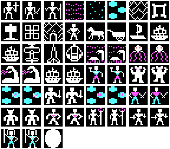 Ultima II CGA - Overland sprite sheet