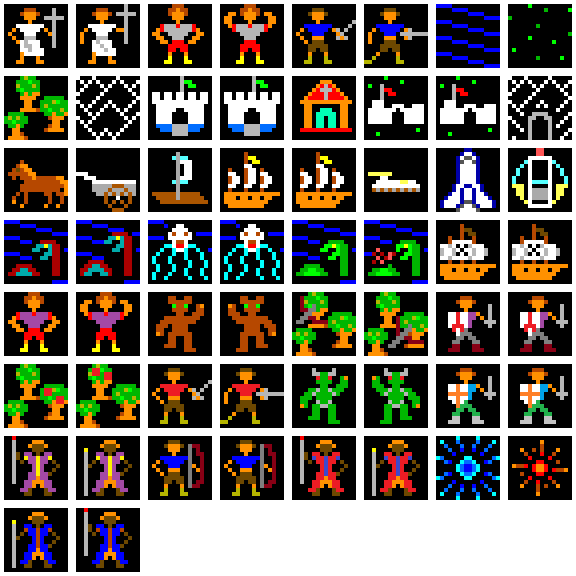 Ultima III Amiga - Overland sprite sheet